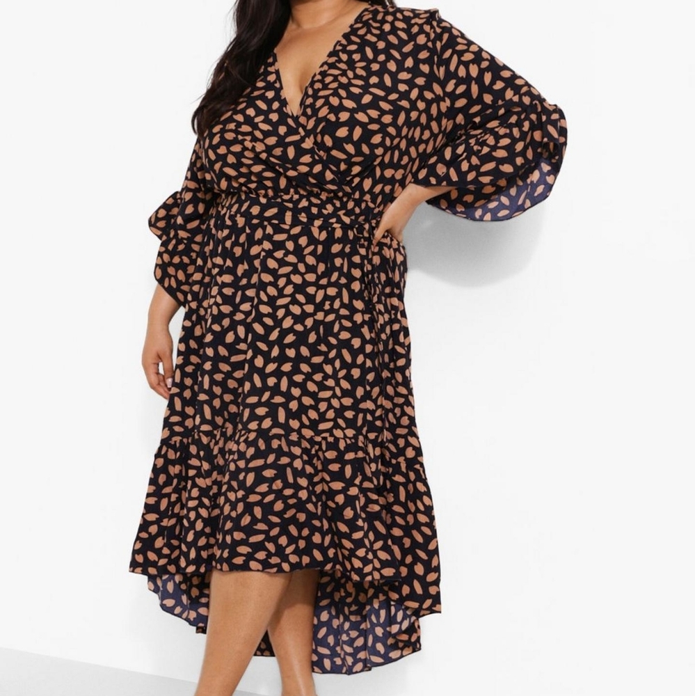 Boohoo Navy Ruffle Dress